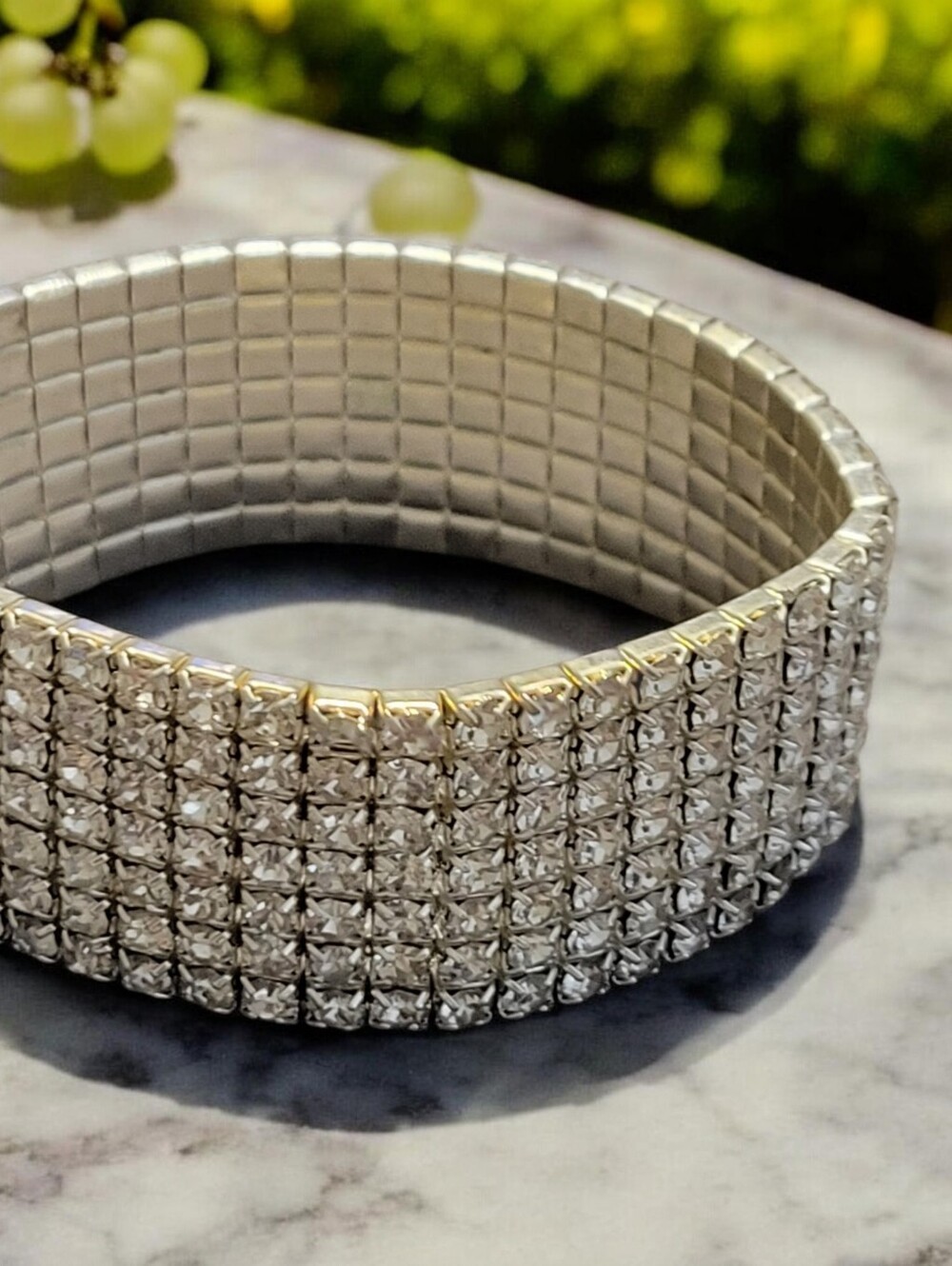 Silver Crystal Stretch Bracelet - Women Jewelry